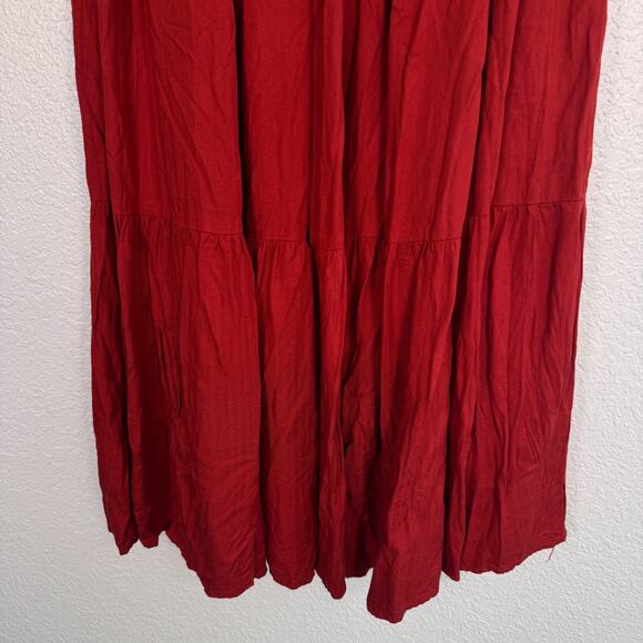 Double D Ranch Skirt Womens Small Tiered Western Vintage 90s Boho Red Orange - Picture 4 of 9